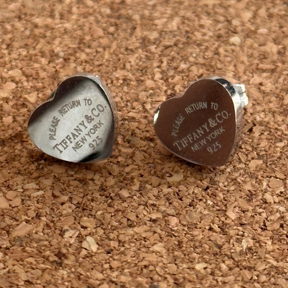 Tiffany & Co Sterling Silver Mini Heart Stud Earrings
